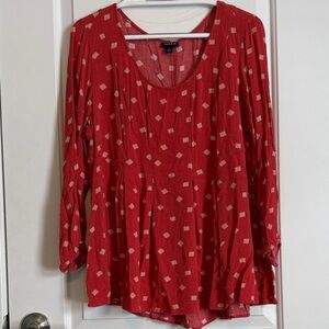 Torrid Red and Cream Geometric Blouse